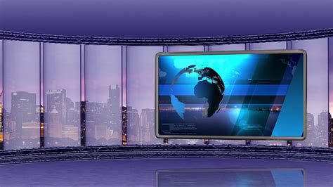 news tv studio set  virtual green screen background loop stock video