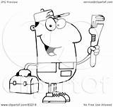 Plumber Outlined Clipart Royalty Illustration Rf Toon Hit Background sketch template