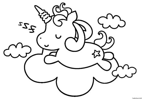 sleeping unicorn coloring page turkau