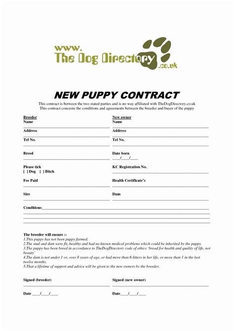 puppy sale contract template stcharleschill template dog breeding