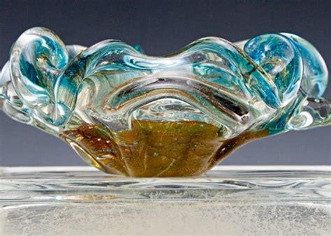 Vintage Beach Decor Murano Art Glass Ash Bowl Big Ashtray