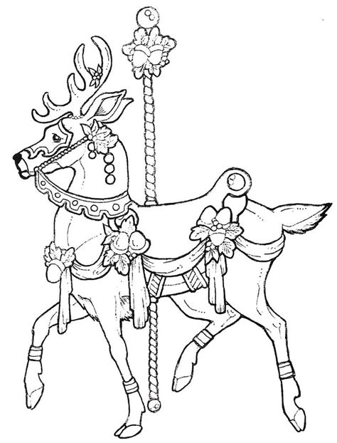realistic carousels animal coloring pages