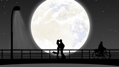 full moon night couple kiss  hd  wallpapers images