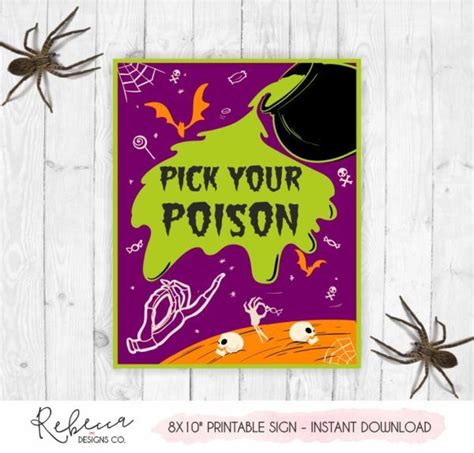 pick  poison sign printable halloween sign halloween party decor