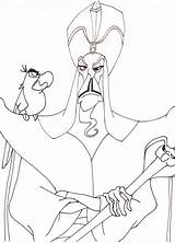 Jafar Aladdin Sketchline Iago Villains sketch template