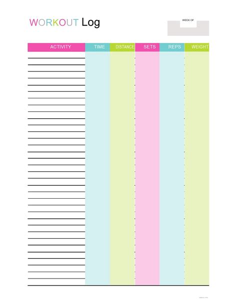 workout log templates  spreadsheets