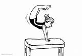 Coloring Pages Gymnastics Pommel Horse Cartoon Woman Printable Kids sketch template