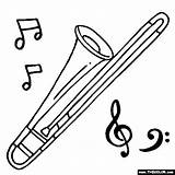 Trombone Coloring Pages Drawing Alto Music Color Musical Instruments Thecolor Colouring Instrument Brass Trumpet Clipartmag sketch template