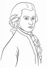 Mozart Coloring Pages Bach Drawing Printable Composer Beethoven Supercoloring Famous Color Composers sketch template