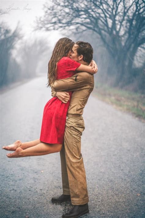 Romantic Couple Kissing In Rain Valentines Day 2019