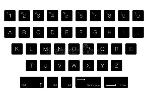 vector keyboard computer letter keys isolated black buttons  stock
