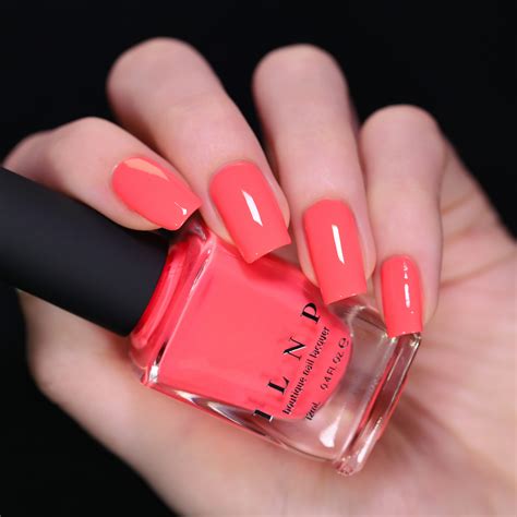 summer warm neon coral pink cream nail polish  ilnp