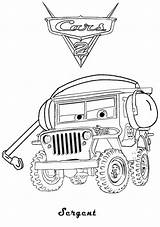 Cars Coloring Printable Pages Sarge Disney Movie Sargent Ecoloringpage Sgt Hit Car Popular sketch template