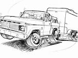 Ford Truck Coloring Pages Old Trucks Drawing Drawings Sketch Pick F100 Pickup F350 Colouring 4x4 Printable Adult 1953 1973 Vintage sketch template
