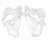 Twins Coloring Angel Pages Creatures Beautiful sketch template