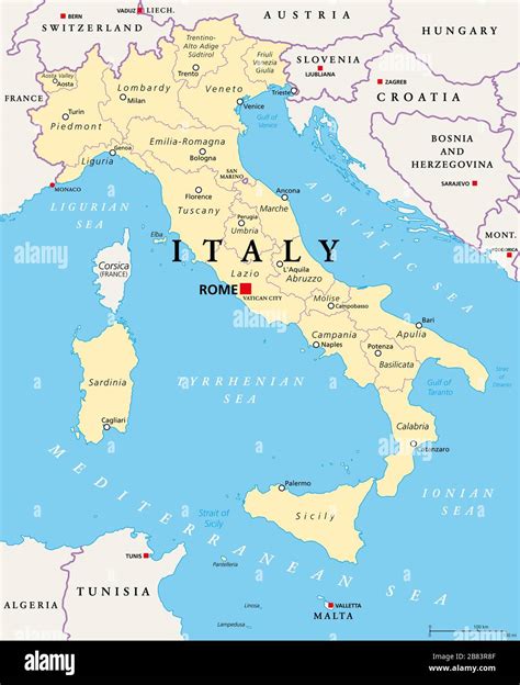 italien politische karte administrative unterteilungen italienische
