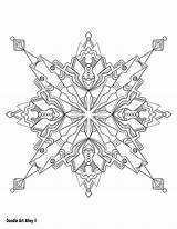 Coloring Pages Snowflake Alley Doodle Return sketch template