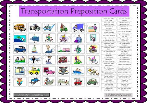 esl transportation preposition game elementary special education