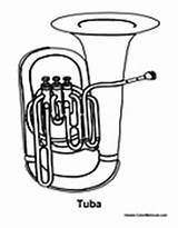 Tuba Coloring Pages Tubby Music Instrument Colormegood Template sketch template