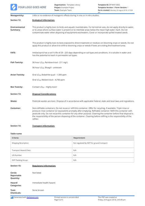 material safety data sheet msds   customisable