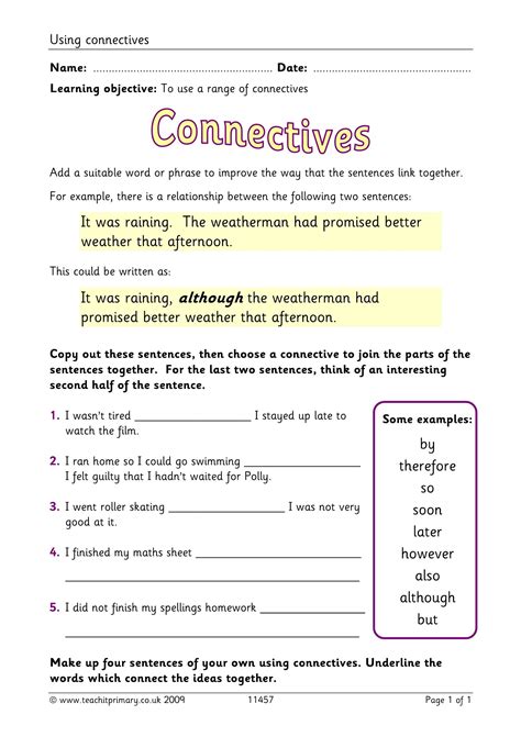 coordinating conjunctions ks worksheet   qstionco