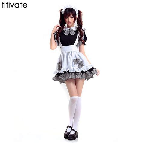 titivate new novetly women costumes dress bowknot french maid costumes