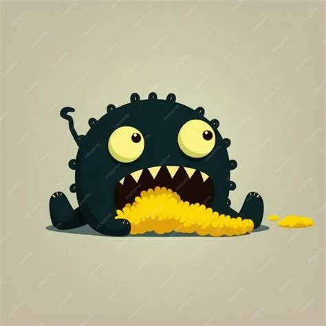 premium photo cartoon monster eating a pile of gold coins generative ai