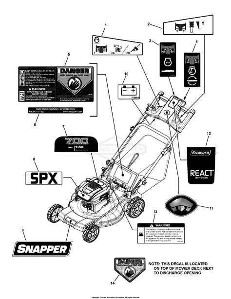 snapper  spxv  gt   propelled mower parts diagram  decals group