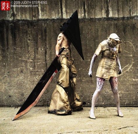 pyramid head and nurse of silent hill cosplay silent hill silent hill costume silent hill nurse