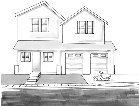 drawing    house autocad  perspective house drawing draw point