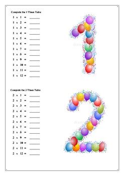 multiplication tables   worksheet  learning point tpt