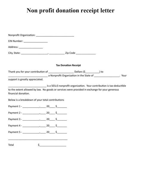 sample printable donation receipt template form