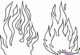Flames Dessin Flamme Feuer Coloriage Malvorlage Prevention Coloringhome Dragoart sketch template