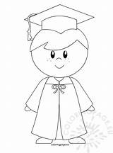 Graduation Coloring Pages Template Gown Boy Kindergarten sketch template