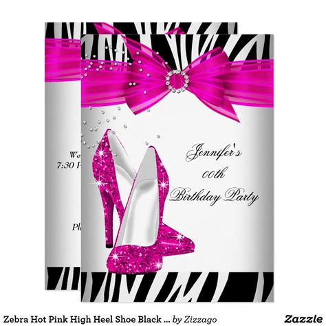 zebra hot pink high heel shoe black birthday party