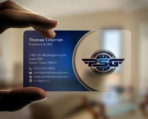professional security guard business card design  parrish security group