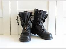 Vintage Black Combat Boots Lace Up Zipper Boots by myvintagecrush