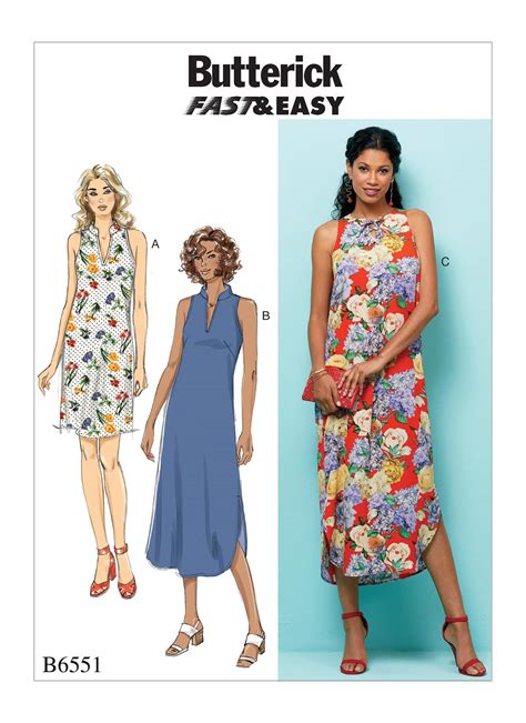 Butterick Pattern B6551 Very Loose Fitting Dress Has Neckline And