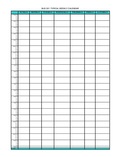 blank editable weekly calendar templates  allbusinesstemplatescom