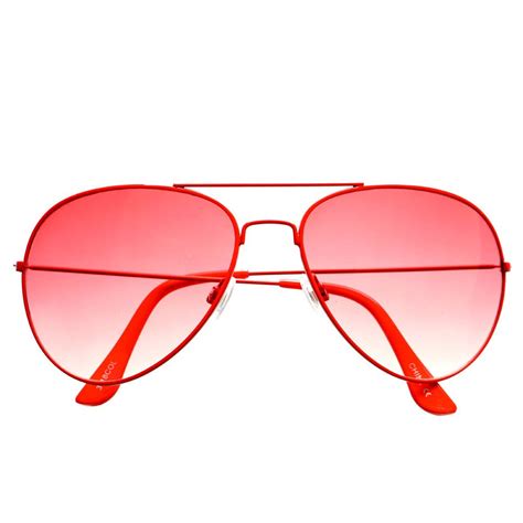 aviator sunglasses red lens metal classy fashion shades