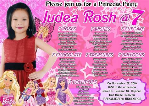 sample invitation barbie design template for seventh birthday barbie