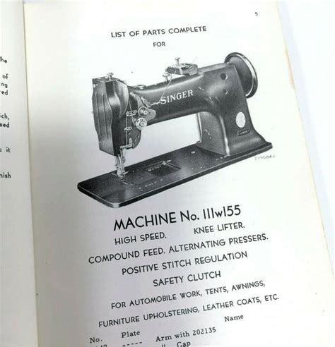 singer  industrial sewing machine list  parts booklet manual    singer shop