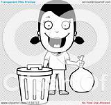 Trash Clipart Coloring Girl Boy Taking Happy Outlined Vector Cartoon Transparent Illustration Cory Thoman Background Clip Clipartof sketch template
