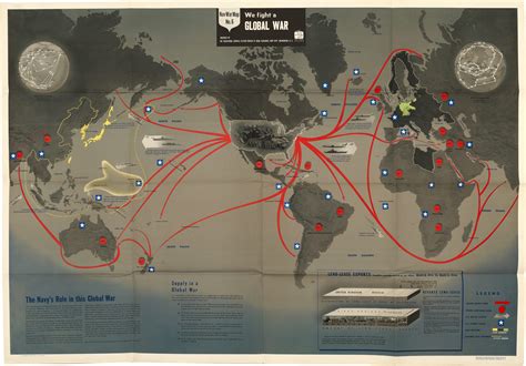 striking  world war map  global war rare antique maps