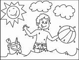 Coloring Beach Pages Summer Kids Comments Playing Colouring sketch template