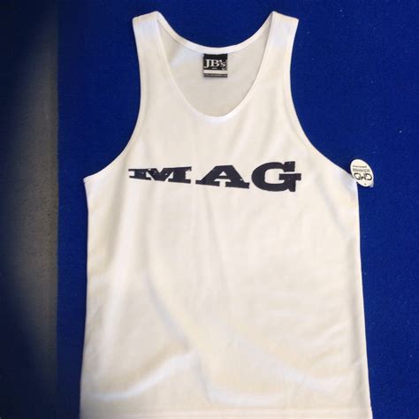 mag white training singlet gmd activewear australia