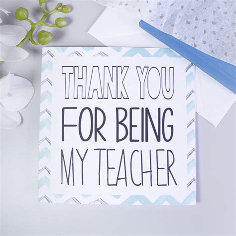 thank you for being my teacher chevron card by olivia morgan ltd