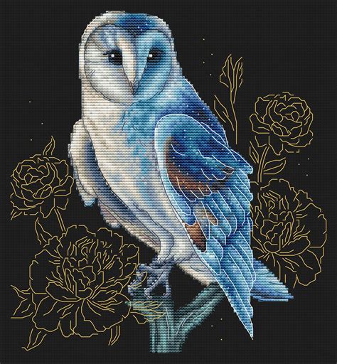 cross stitch pattern barn owl digital embroidery design  etsy