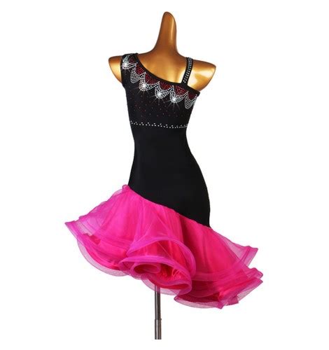 women s black with hot pink ruffles skirts latin dance dresses modern