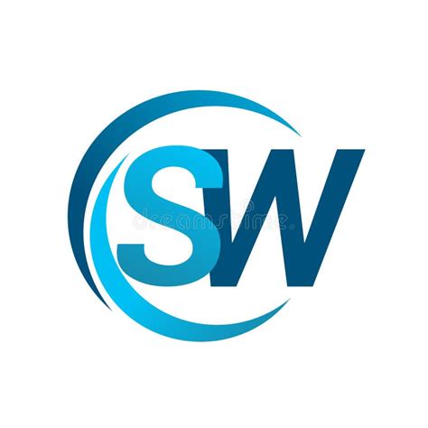 initial letter sw logotype company  blue circle  swoosh design